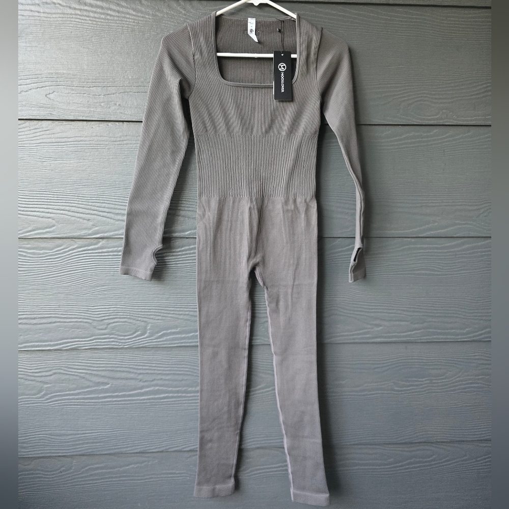 Grey Mooslover Ribbed Jumpsuit - Picture 2 of 7